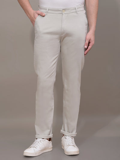 Off White Textured Trousers-Men Trousers-Crimsoune Club