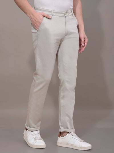 Off White Textured Trousers-Men Trousers-Crimsoune Club
