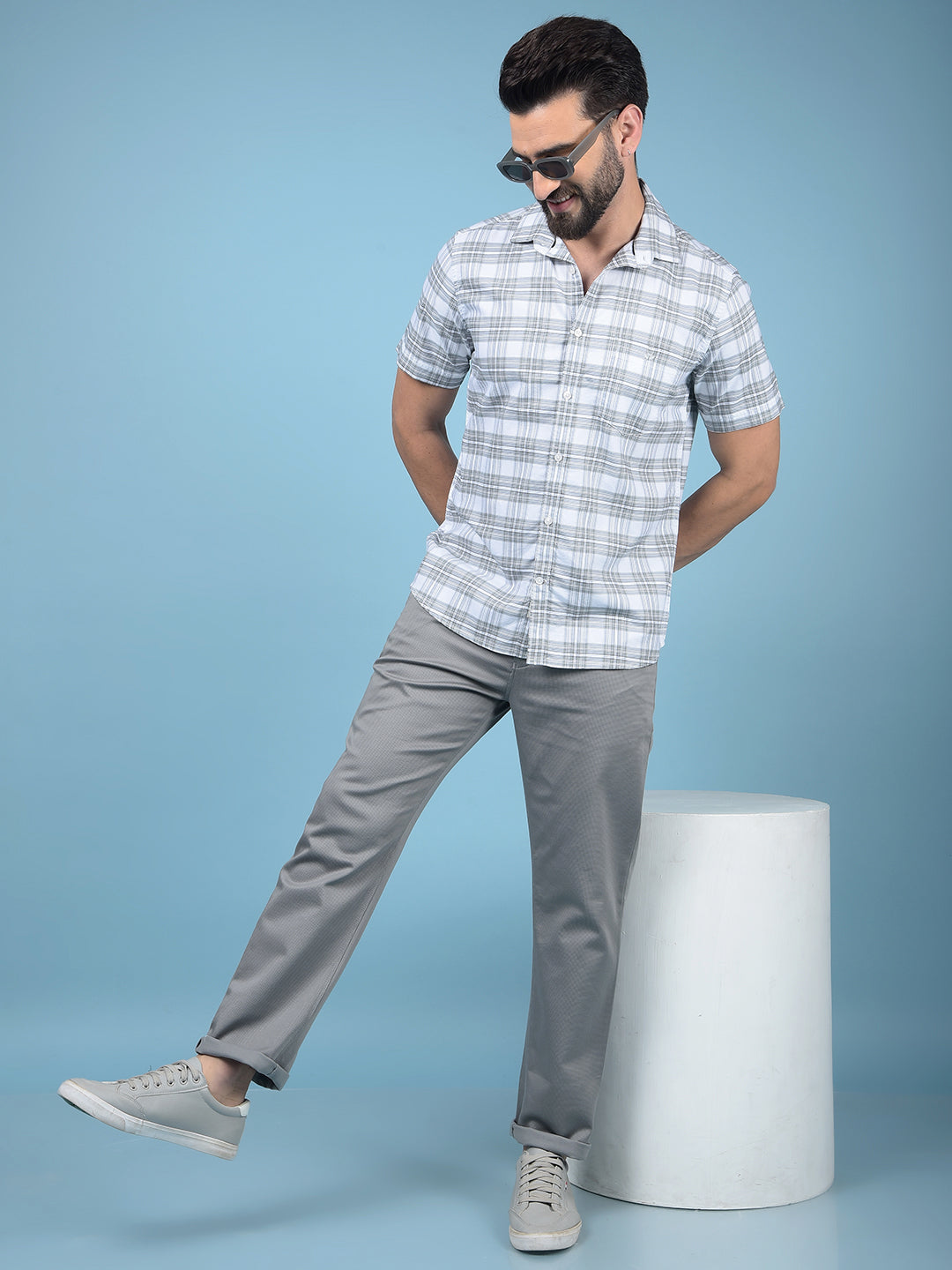 Grey Printed Trousers-Men Trousers-Crimsoune Club