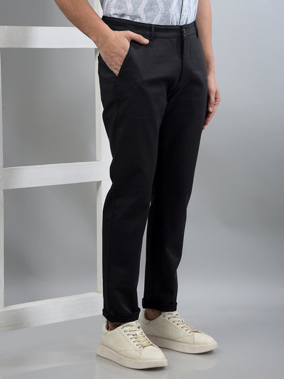 Black Printed Trousers-Men Trousers-Crimsoune Club