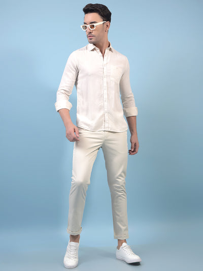 Men's Cream Trousers-Men Trousers-Crimsoune Club