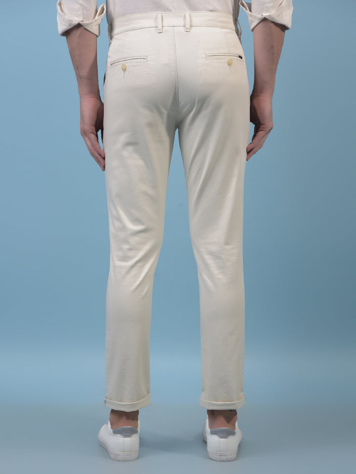 Men's Cream Trousers-Men Trousers-Crimsoune Club