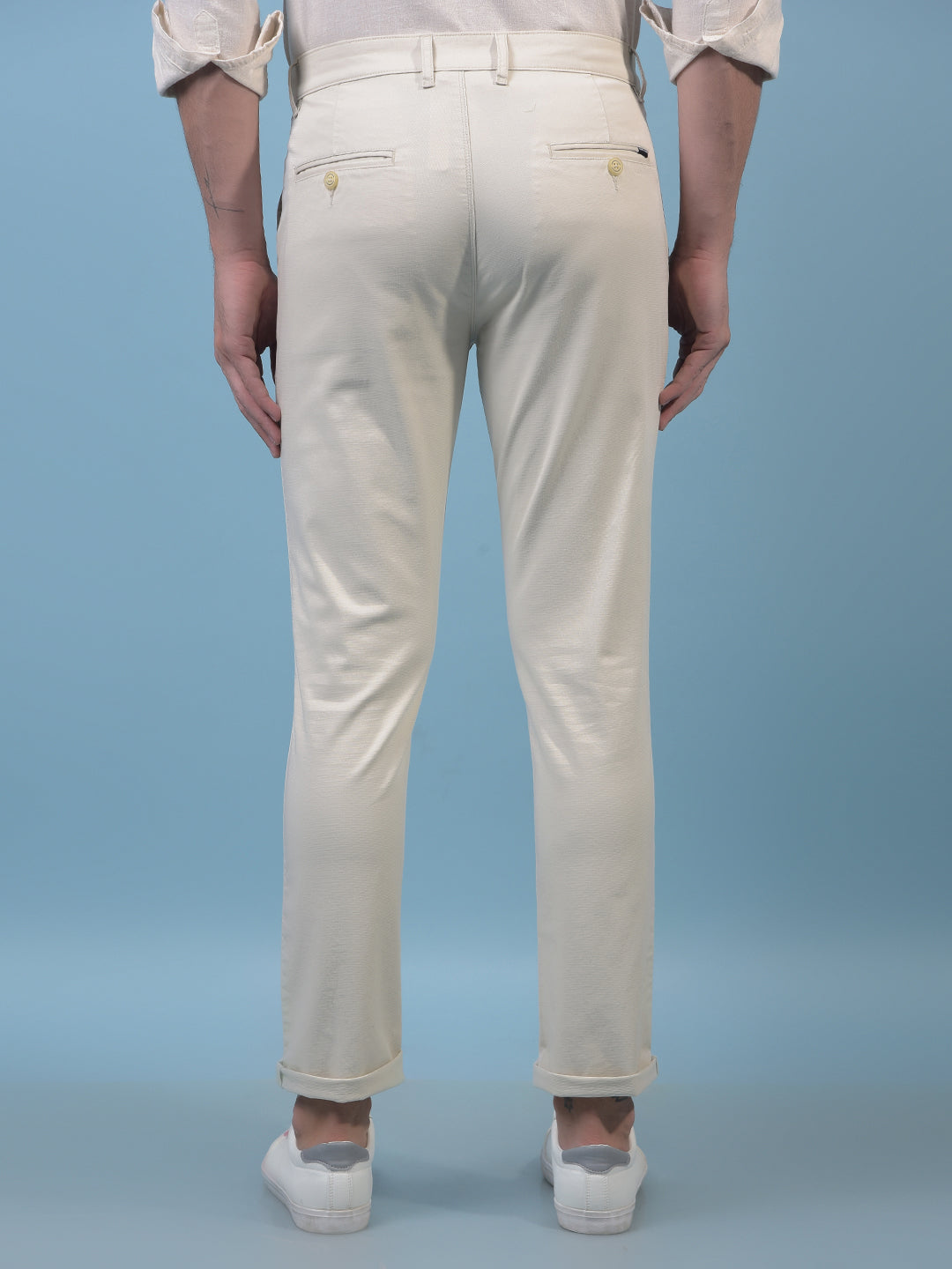 Men's Cream Trousers-Men Trousers-Crimsoune Club
