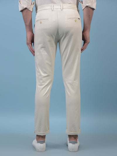 Men's Cream Trousers-Men Trousers-Crimsoune Club