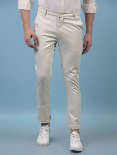 Men's Cream Trousers-Men Trousers-Crimsoune Club