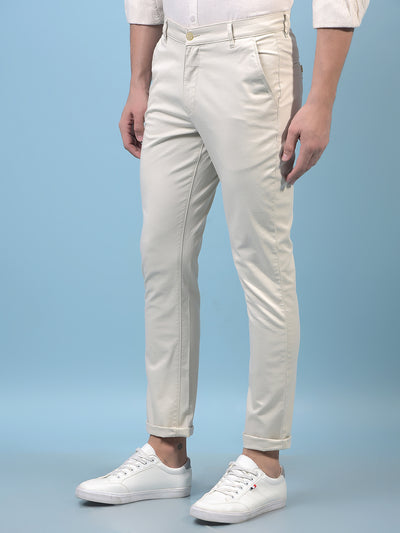 Men's Cream Trousers-Men Trousers-Crimsoune Club