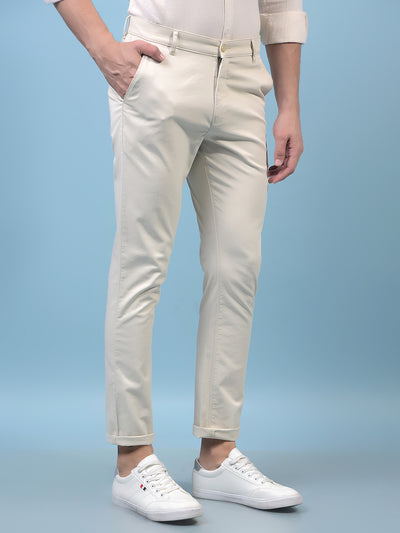Men's Cream Trousers-Men Trousers-Crimsoune Club