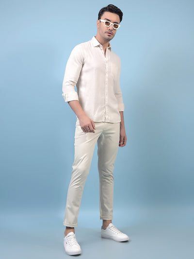 Men's Cream Trousers-Men Trousers-Crimsoune Club