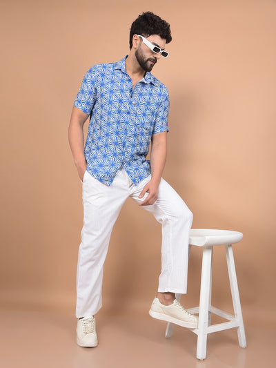 White Vertical Stripes 100% Cotton Relaxed Trousers-Men Trousers-Crimsoune Club