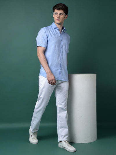 White 100% Cotton Straight Trousers-Men Trousers-Crimsoune Club
