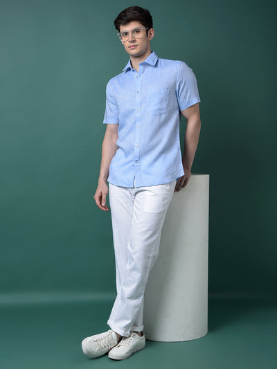 White 100% Cotton Straight Trousers-Men Trousers-Crimsoune Club