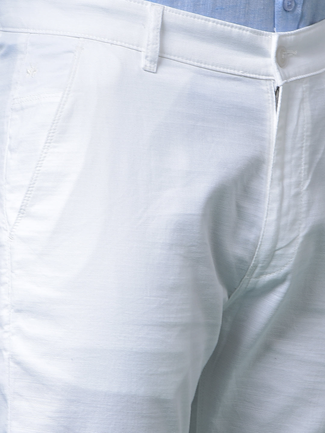 White 100% Cotton Straight Trousers-Men Trousers-Crimsoune Club