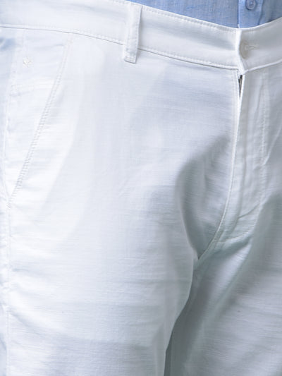 White 100% Cotton Straight Trousers-Men Trousers-Crimsoune Club