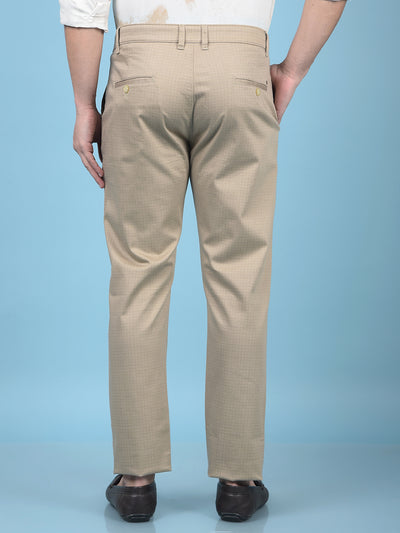 Khaki Printed Straight Trousers-Men Trousers-Crimsoune Club
