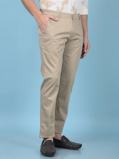 Khaki Printed Straight Trousers-Men Trousers-Crimsoune Club