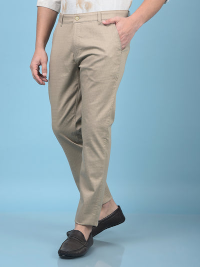 Khaki Printed Straight Trousers-Men Trousers-Crimsoune Club