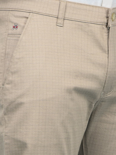 Khaki Printed Straight Trousers-Men Trousers-Crimsoune Club