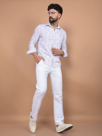 White Linen Straight Trousers-Men Trousers-Crimsoune Club