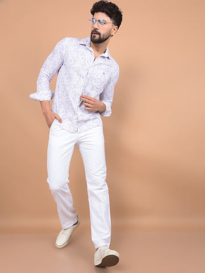 White Linen Straight Trousers-Men Trousers-Crimsoune Club