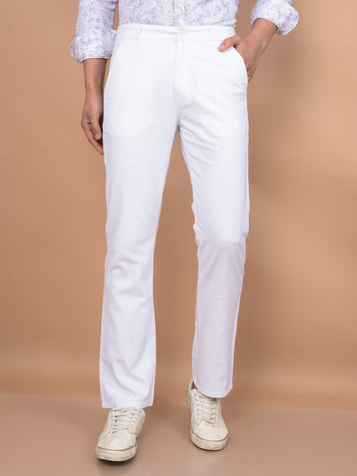 White Linen Straight Trousers-Men Trousers-Crimsoune Club