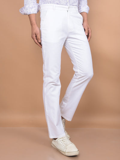 White Linen Straight Trousers-Men Trousers-Crimsoune Club