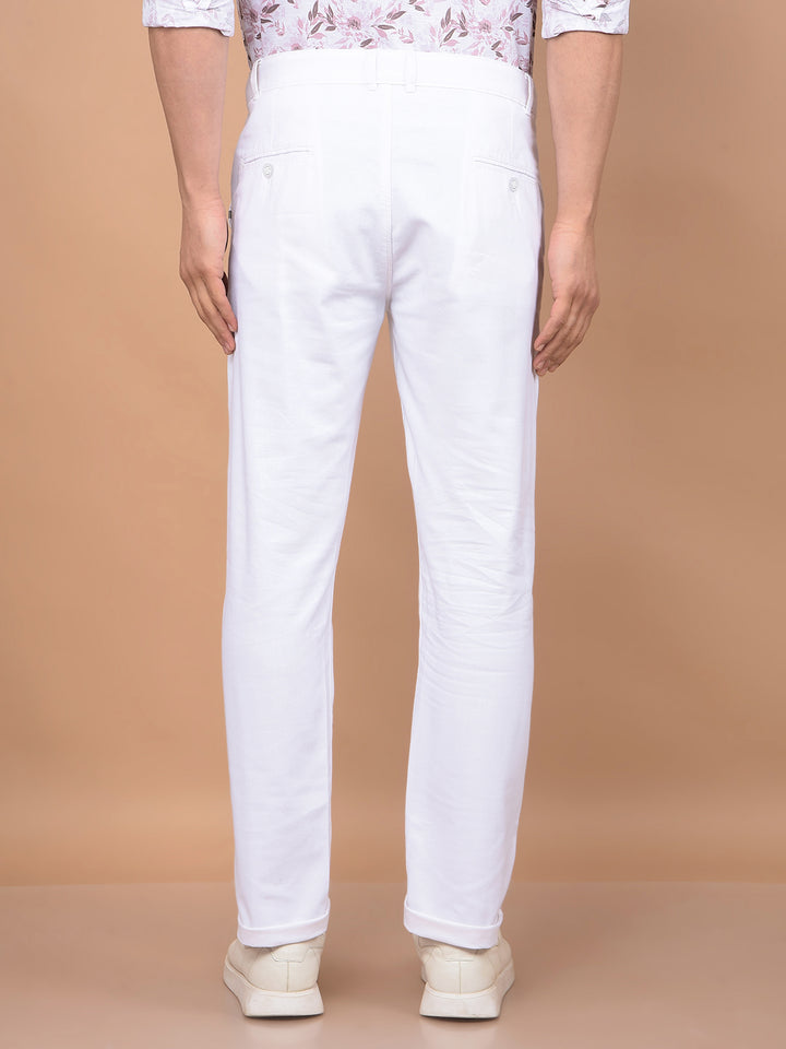 White Linen Trousers-Men Trousers-Crimsoune Club