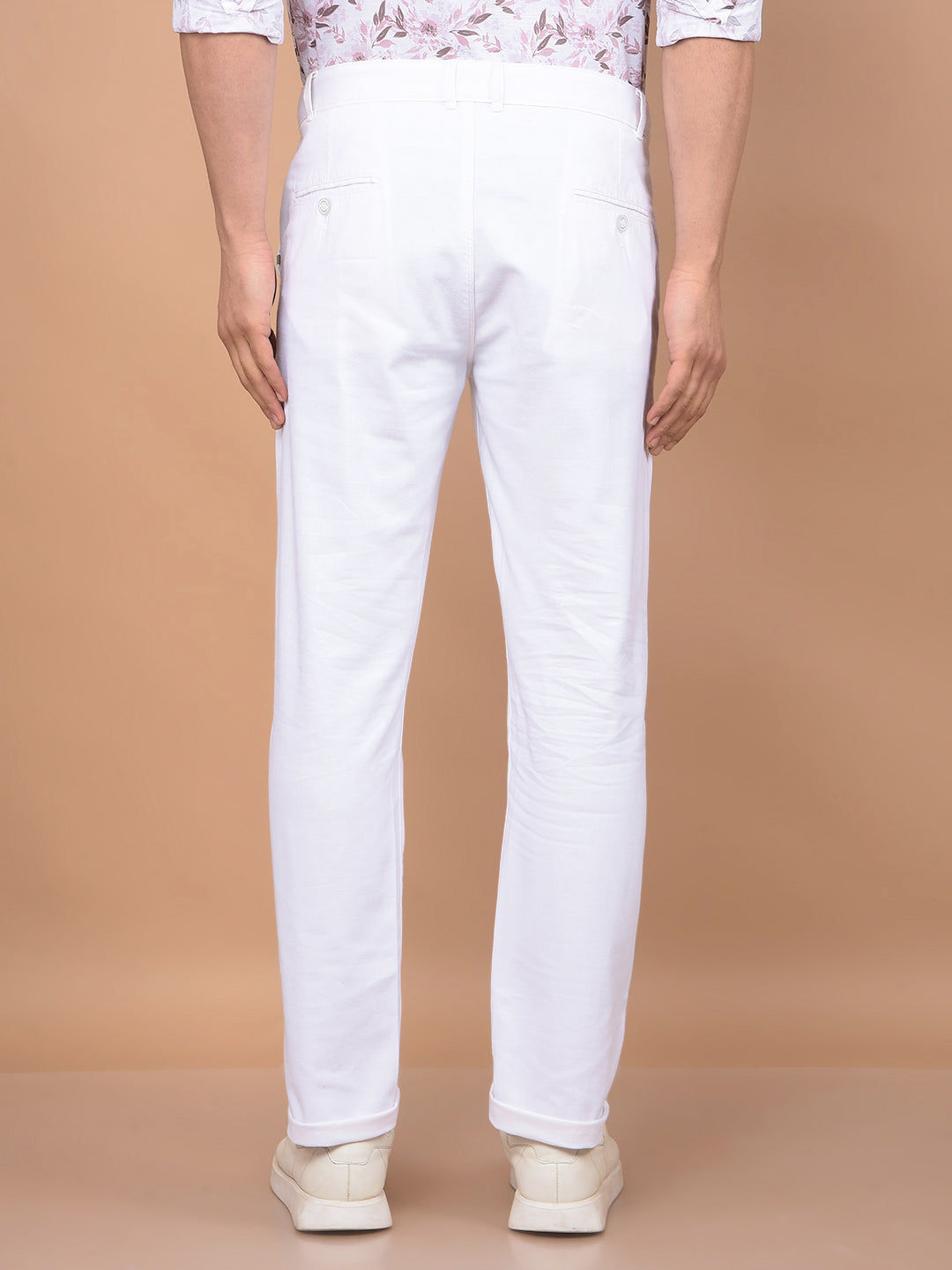 White Linen Trousers-Men Trousers-Crimsoune Club