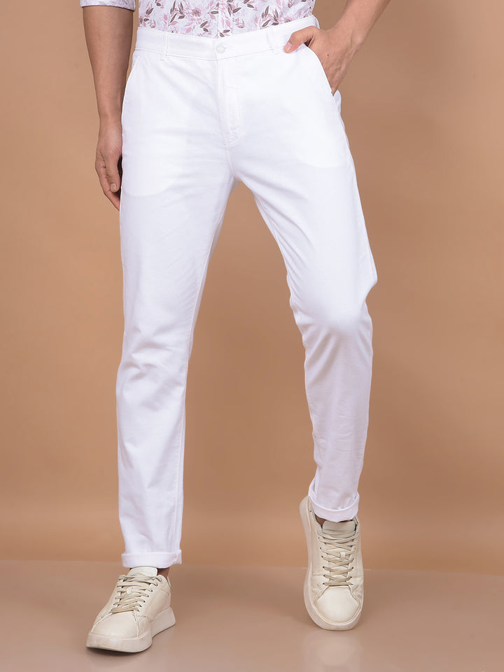 White Linen Trousers-Men Trousers-Crimsoune Club