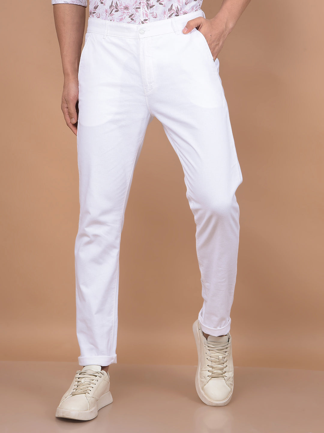 White Linen Trousers-Men Trousers-Crimsoune Club