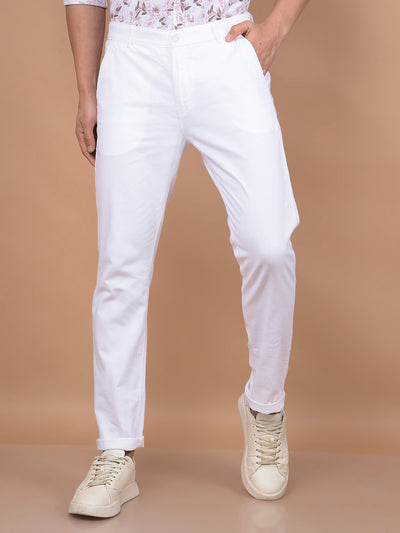 White Linen Trousers-Men Trousers-Crimsoune Club