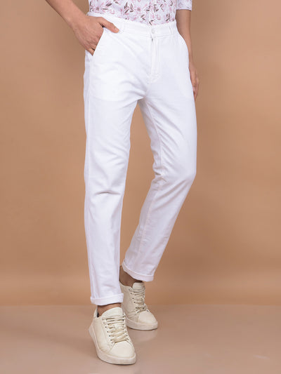 White Linen Trousers-Men Trousers-Crimsoune Club
