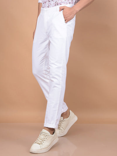 White Linen Trousers-Men Trousers-Crimsoune Club
