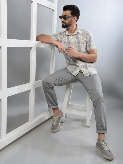 Grey Printed Trousers-Men Trousers-Crimsoune Club