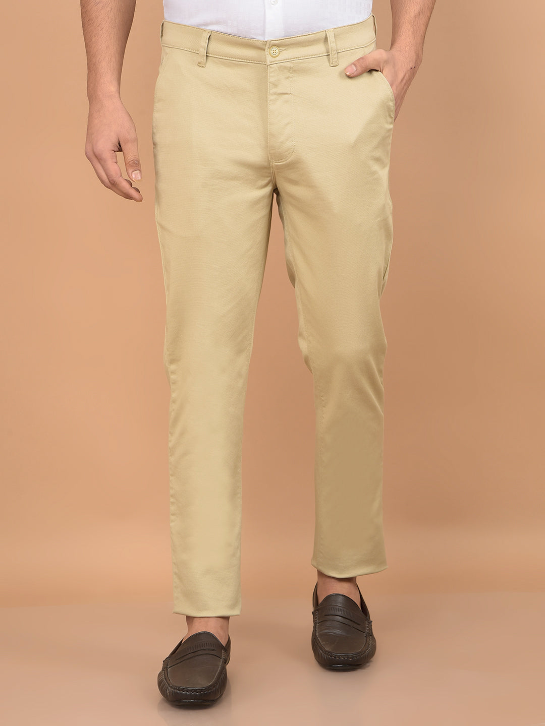 Beige Trousers-Men Trousers-Crimsoune Club