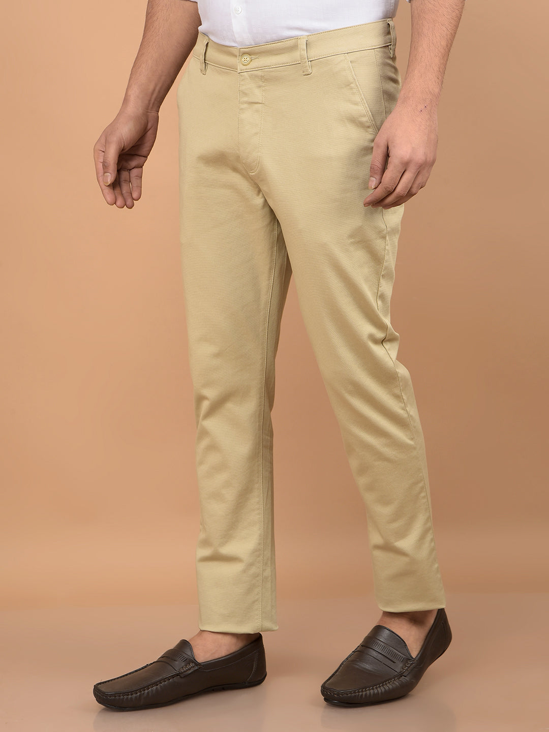 Beige Trousers-Men Trousers-Crimsoune Club