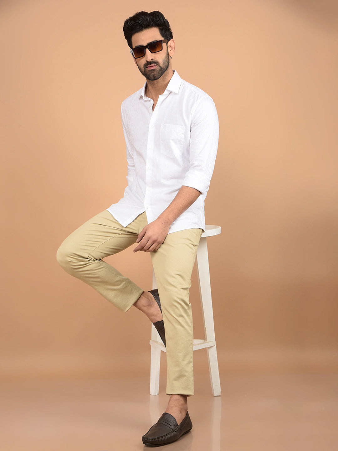 Beige Trousers-Men Trousers-Crimsoune Club