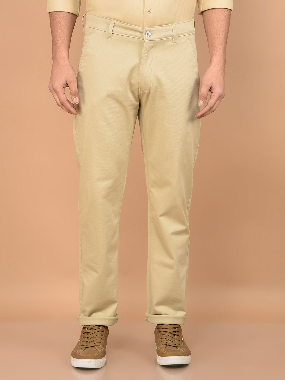 Beige Straight Trousers-Men Trousers-Crimsoune Club