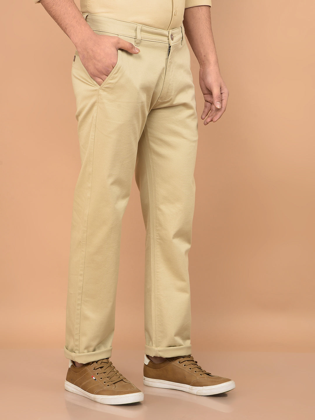 Beige Straight Trousers-Men Trousers-Crimsoune Club