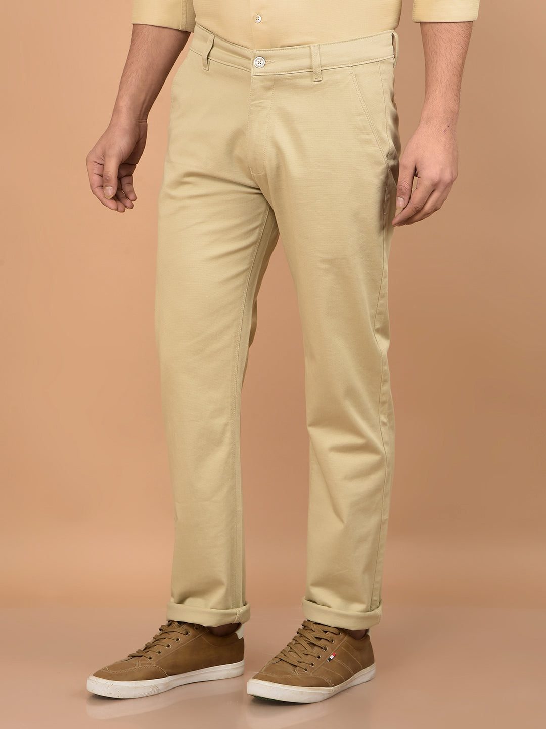 Beige Straight Trousers-Men Trousers-Crimsoune Club