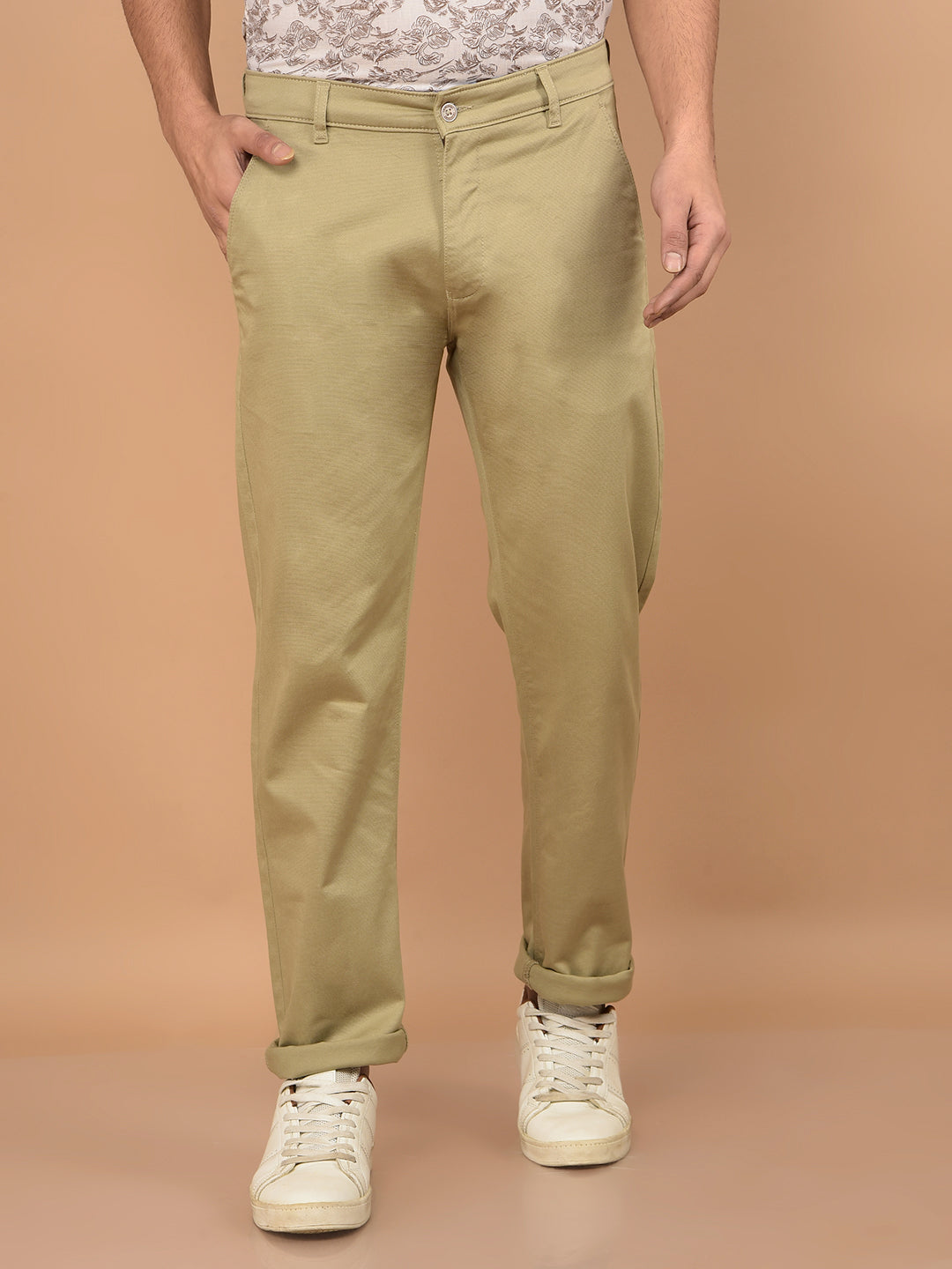 Khaki Straight Trousers-Men Trousers-Crimsoune Club