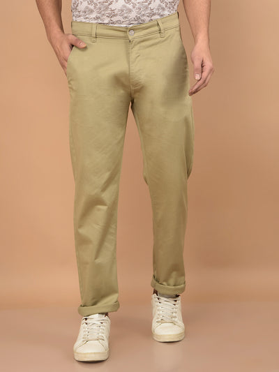 Khaki Straight Trousers-Men Trousers-Crimsoune Club