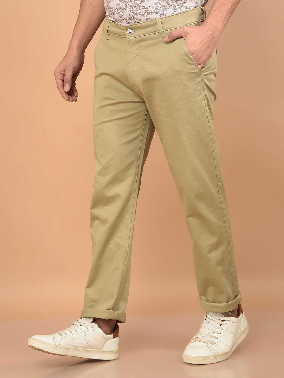Khaki Straight Trousers-Men Trousers-Crimsoune Club