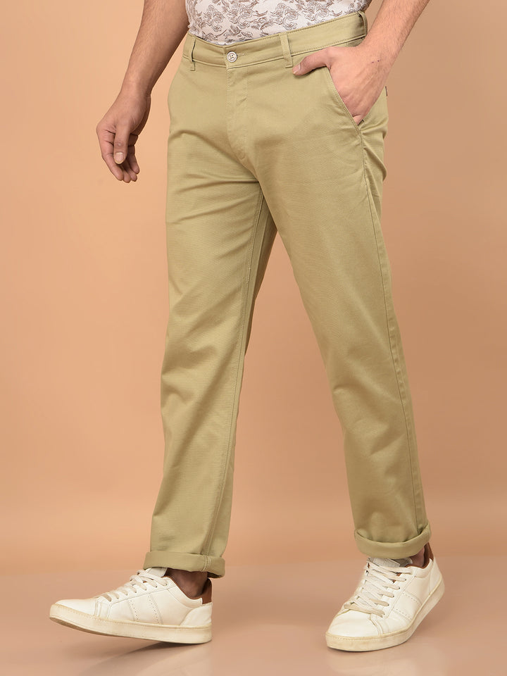 Khaki Straight Trousers-Men Trousers-Crimsoune Club