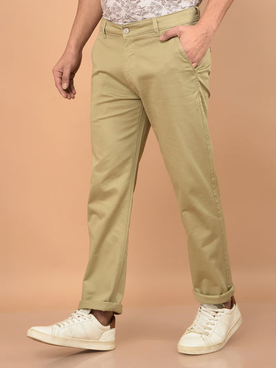 Khaki Straight Trousers-Men Trousers-Crimsoune Club