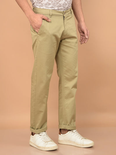 Khaki Straight Trousers-Men Trousers-Crimsoune Club