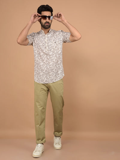 Khaki Straight Trousers-Men Trousers-Crimsoune Club