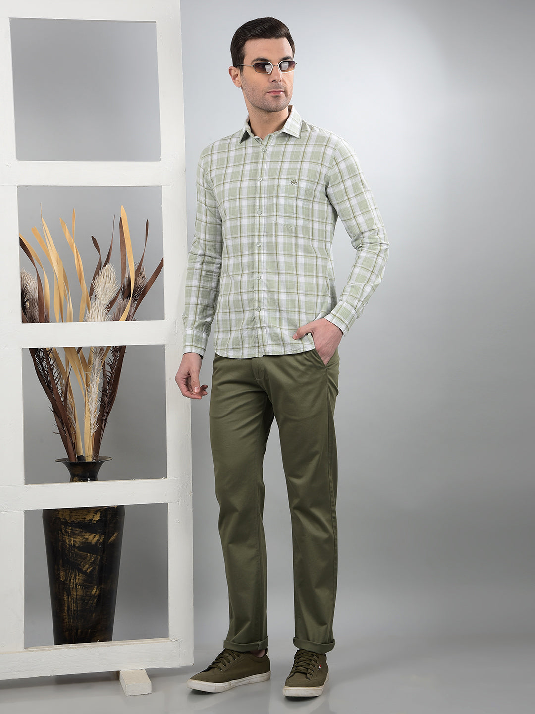 Olive Straight Trousers-Men Trousers-Crimsoune Club