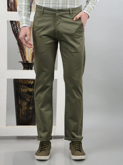 Olive Straight Trousers-Men Trousers-Crimsoune Club