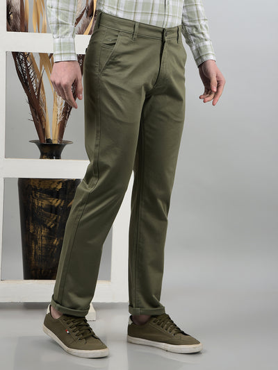 Olive Straight Trousers-Men Trousers-Crimsoune Club