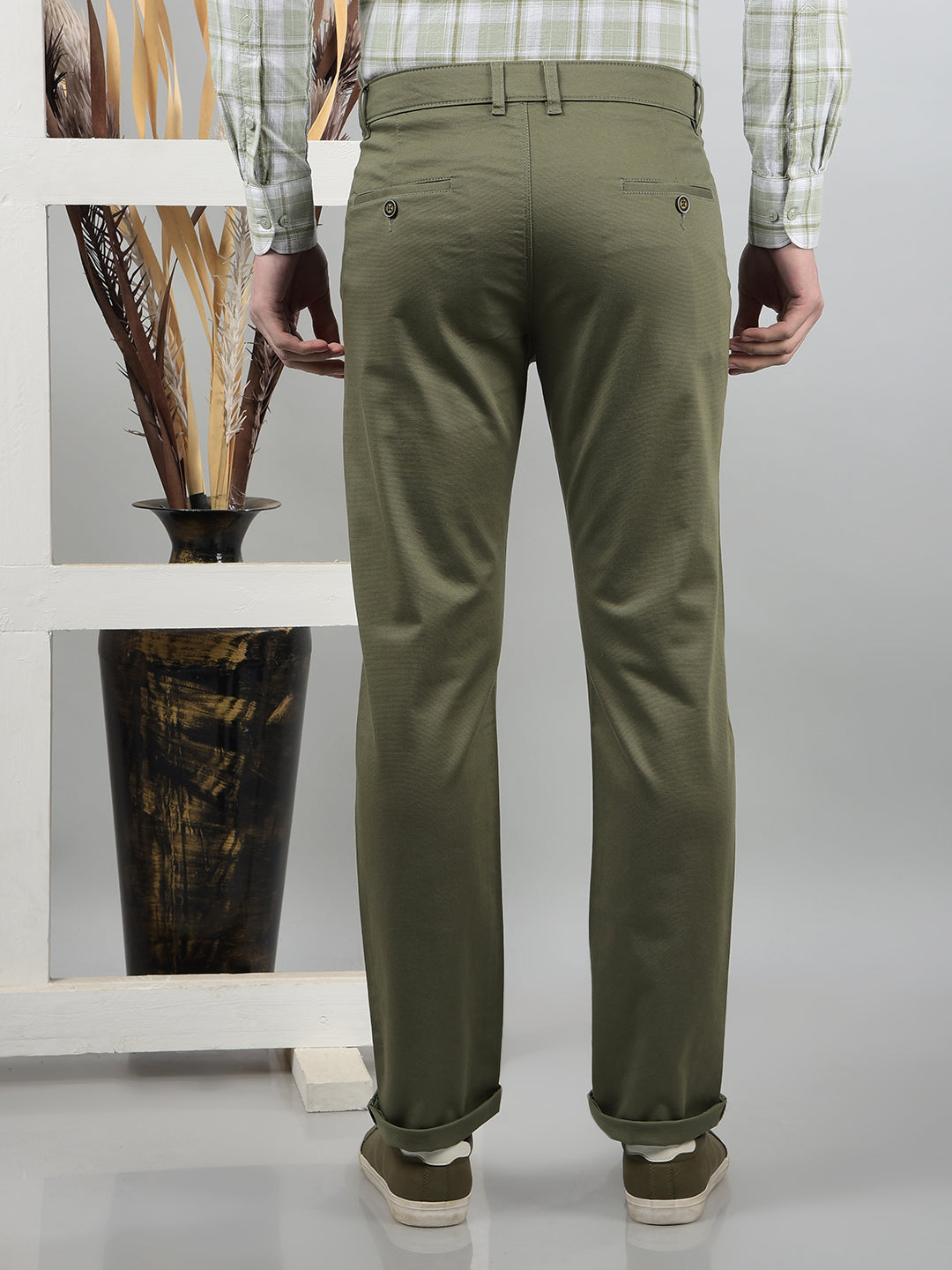 Olive Straight Trousers-Men Trousers-Crimsoune Club